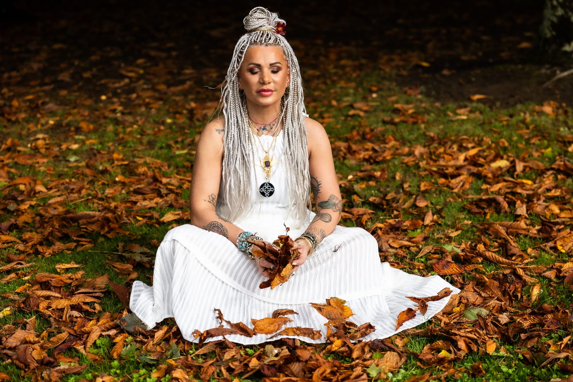 Gabriela Barclay in nature, contemplative